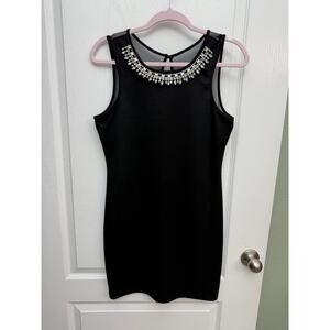 Say What? Black Embellished Neck Bodycon Dress L